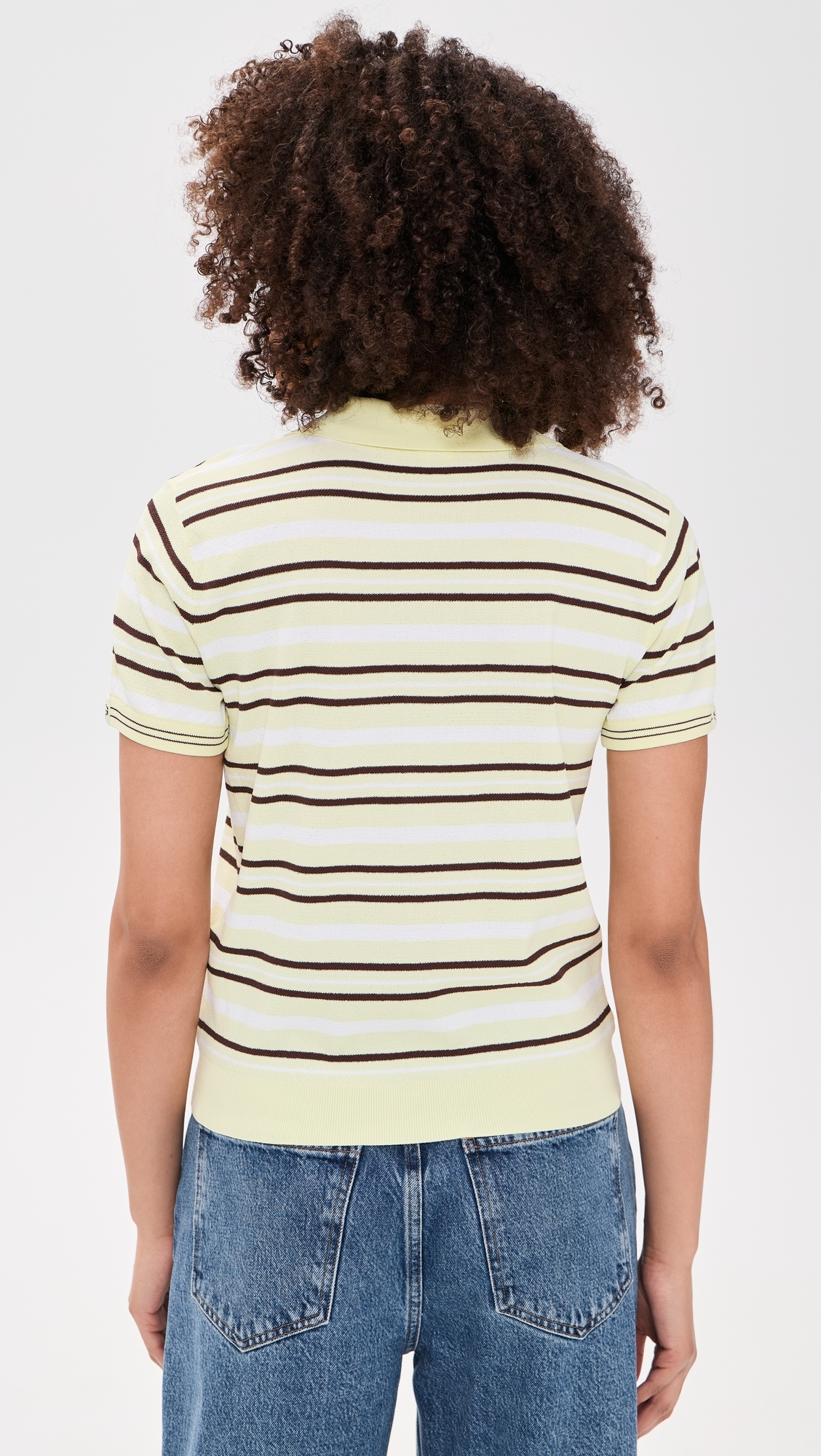 Madison Short Sleeve Polo Pastel Yellow/White/Espresso