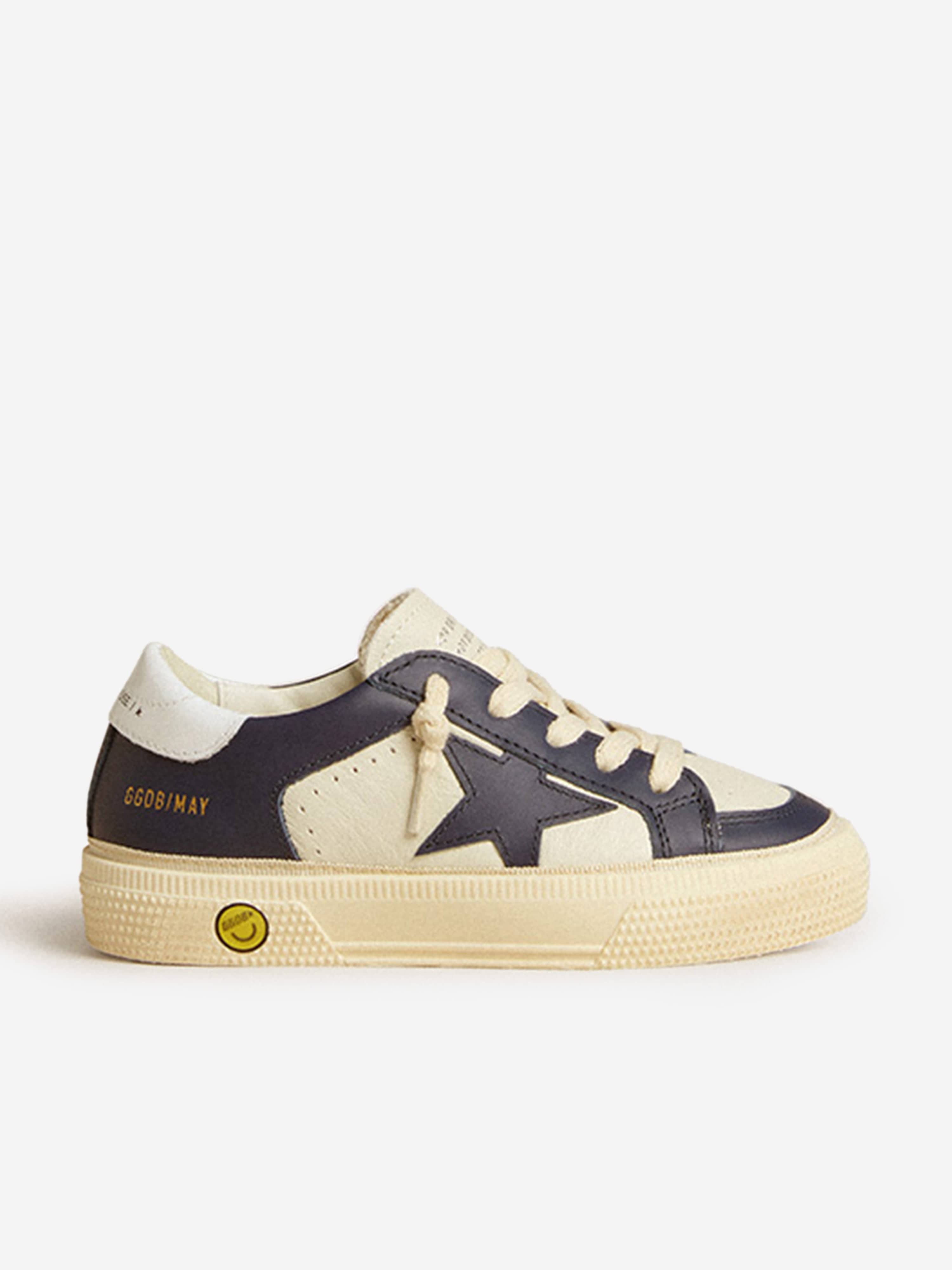 Golden Goose Boys Leather Double Quarter and Toe May Trainers in Blue EU 33 UK 1