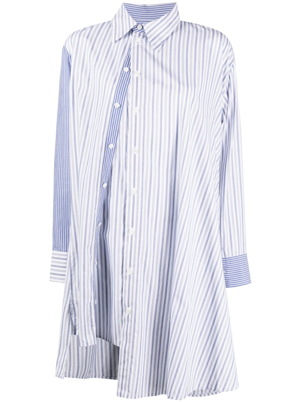 Asymmetric striped cotton shirt - White