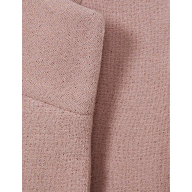Girls Pink Kids Double-breasted Funnel-neck Wool-blend Coat 