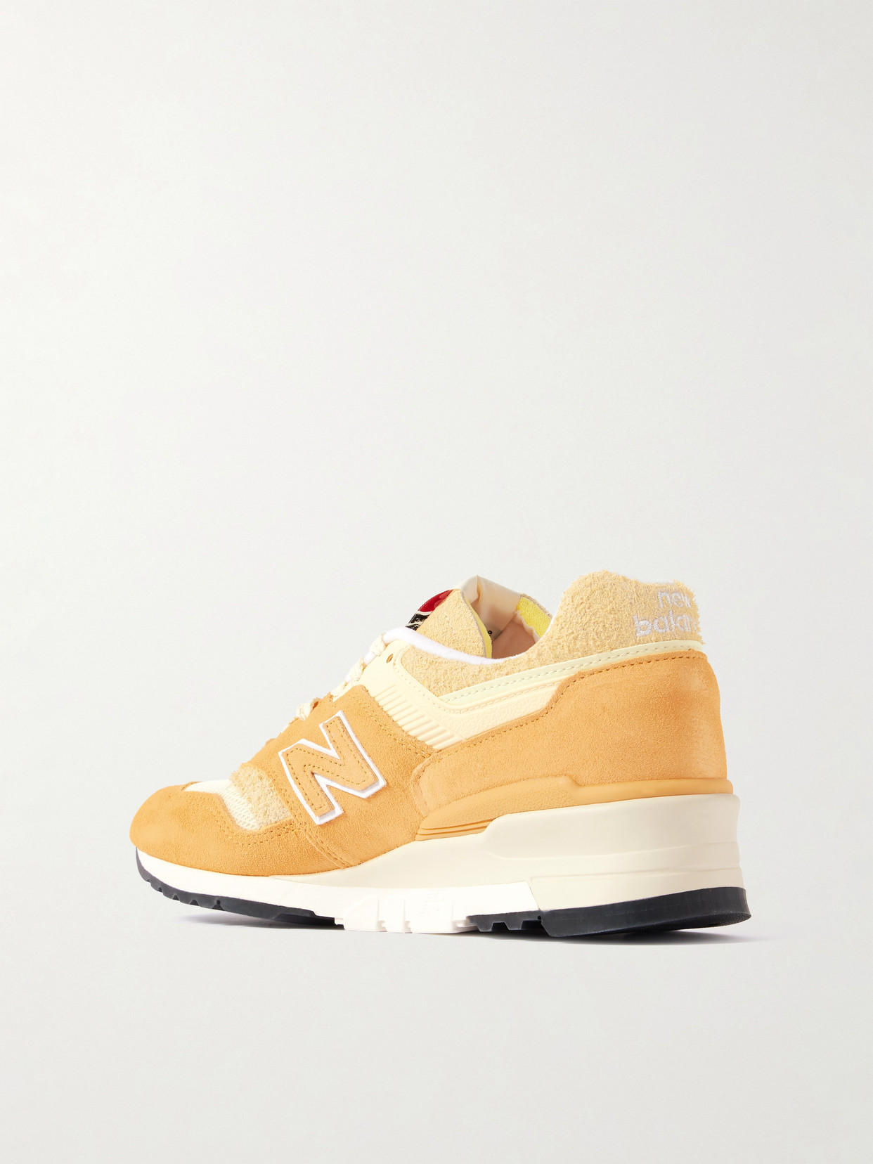 997 Mesh And Leather-trimmed Suede Sneakers - Yellow