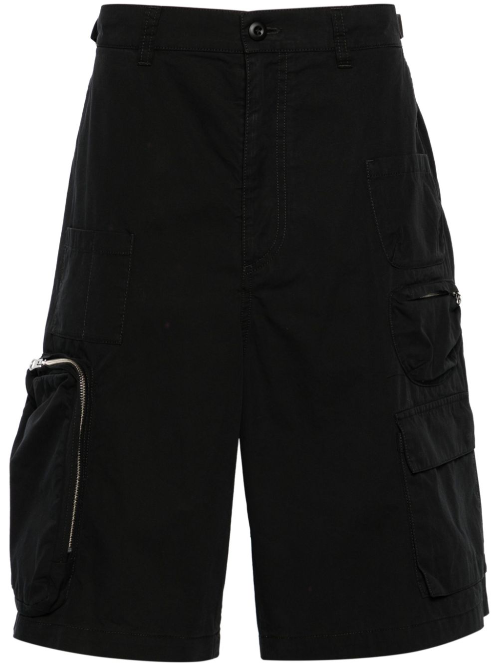 Mid-rise cotton cargo shorts - Black