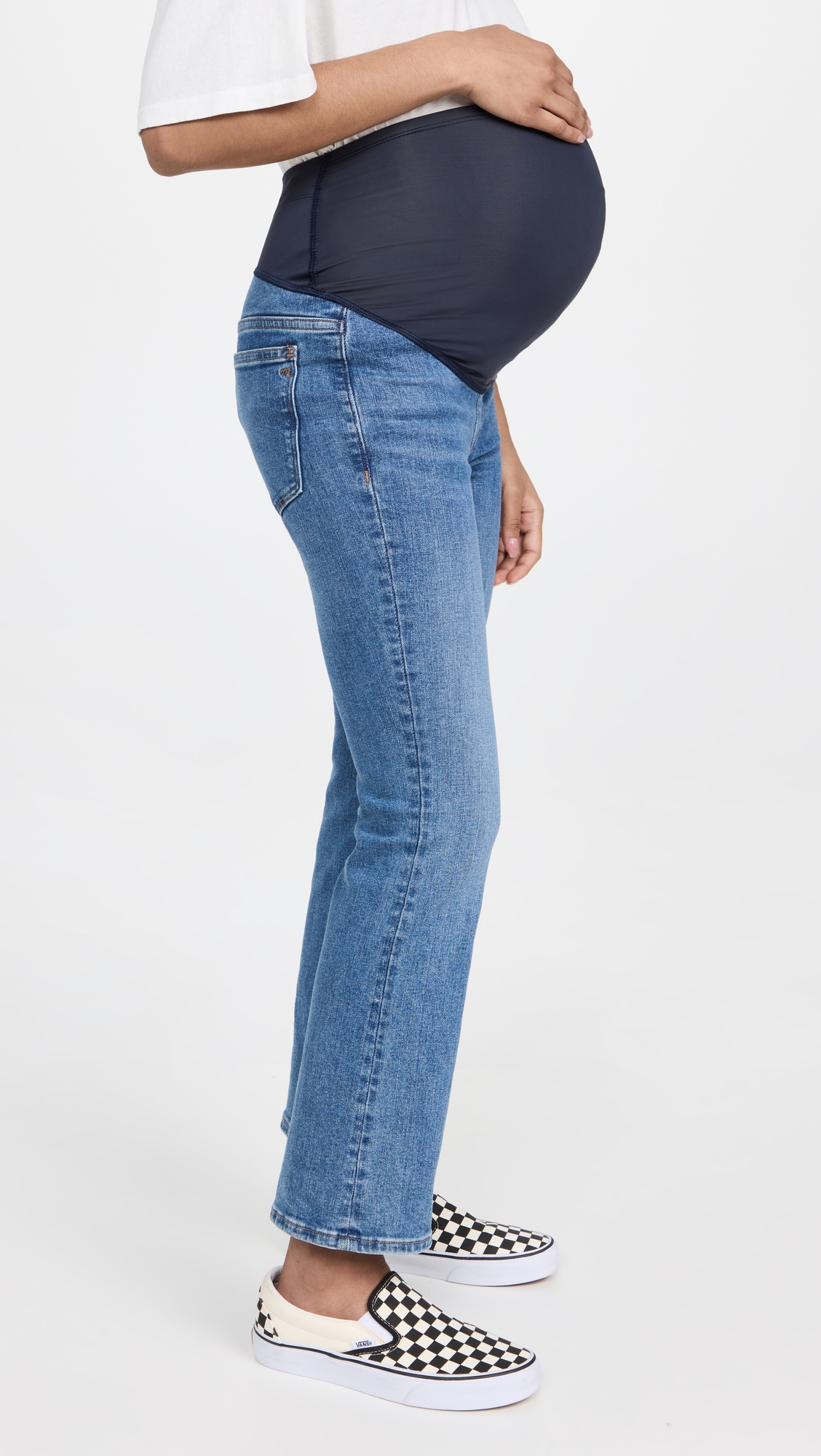 Maternity Over-the-Belly Kick Out Crop Jeans in Cherryville Wash Medium Indigo