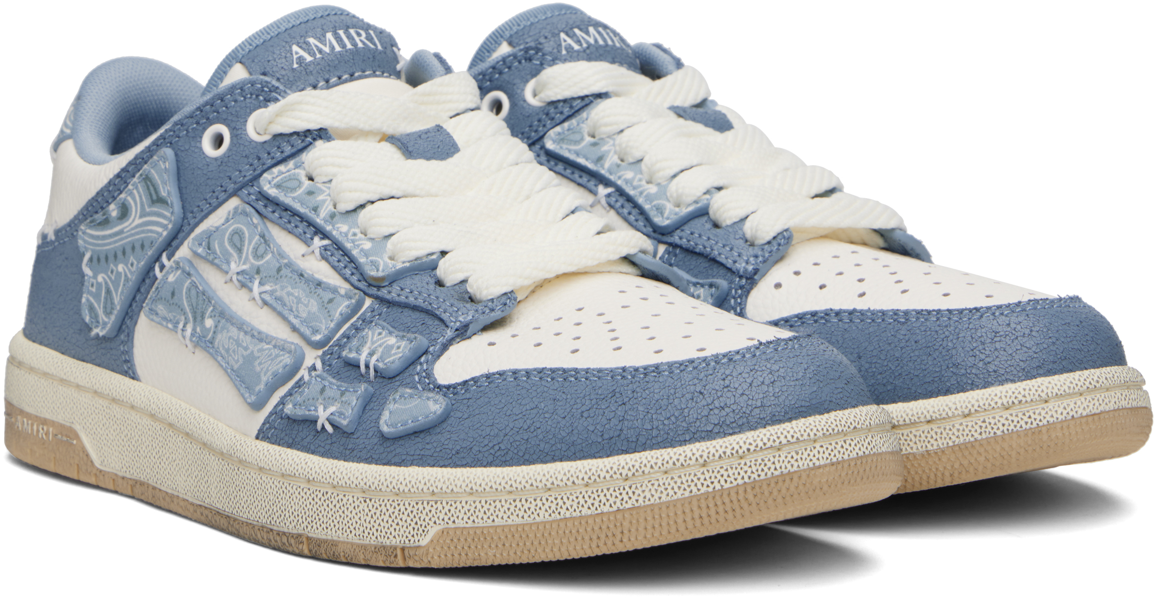 Blue & White Bandana Skel Top Low Sneakers