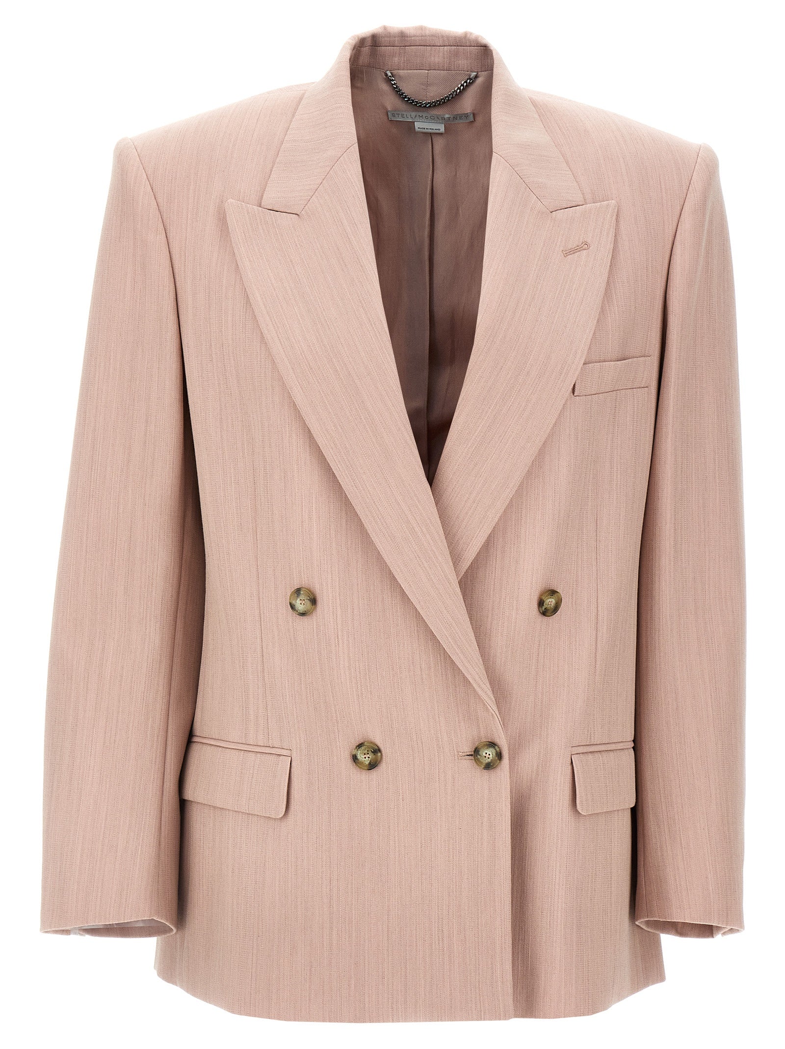 Double-Breasted Wool Blazer — Pink