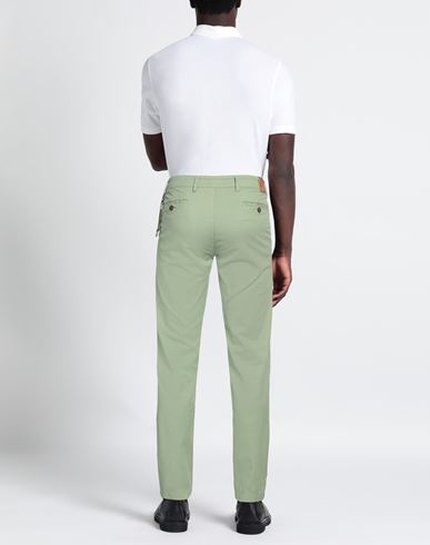 Man Pants Light green Size 40 Cotton, Linen, Elastane