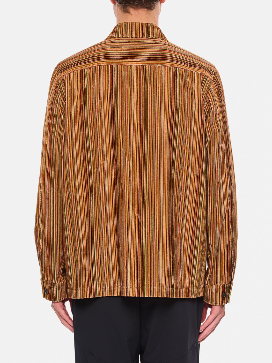 Striped shirt jacket - Brown