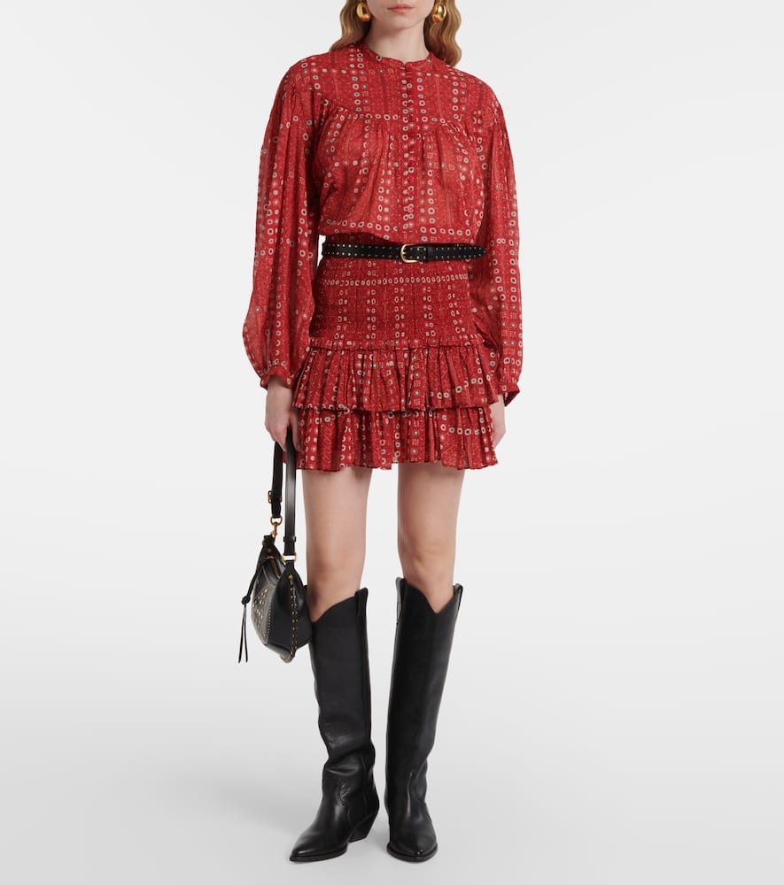 Naomi ruffled printed cotton miniskirt