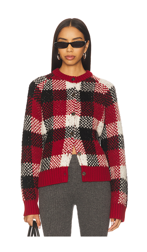 Guest In Residence Buffalo Plaid Cardigan in Ruby Combo - Multi. XS also in L, M