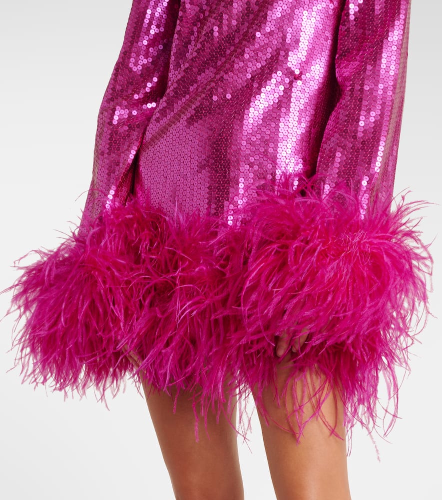 Gina sequined feather-trimmed minidress