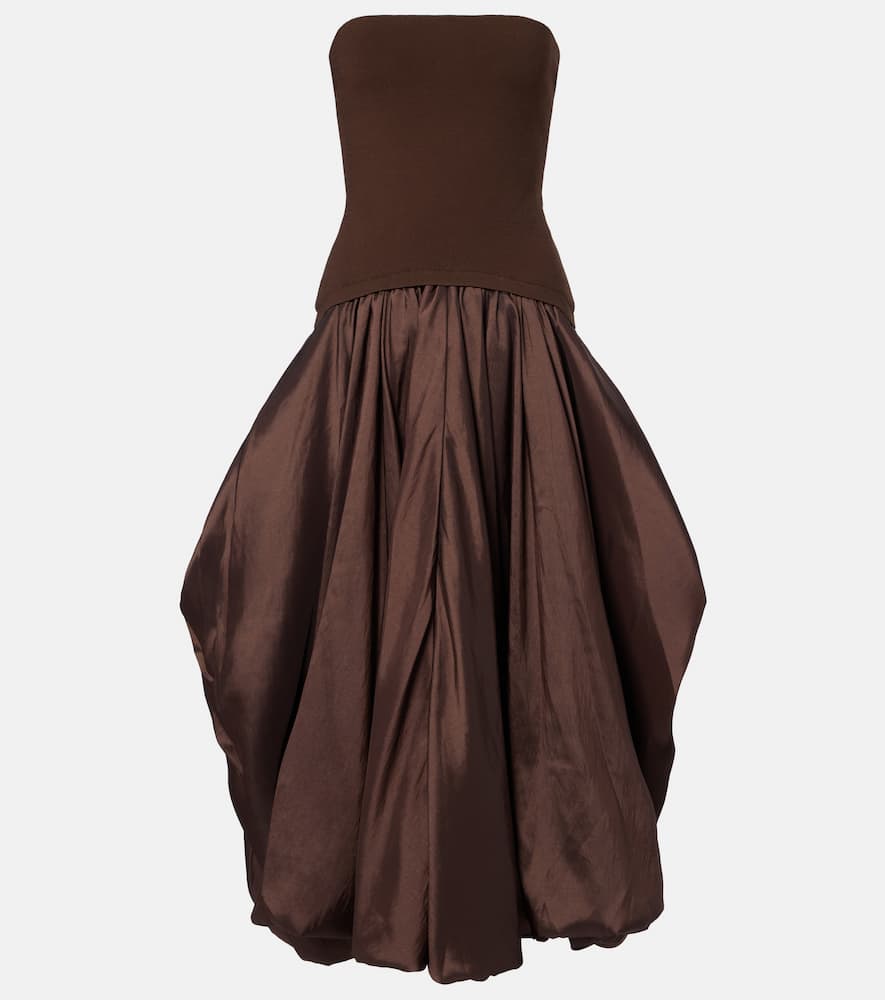 Izzy strapless taffeta midi dress