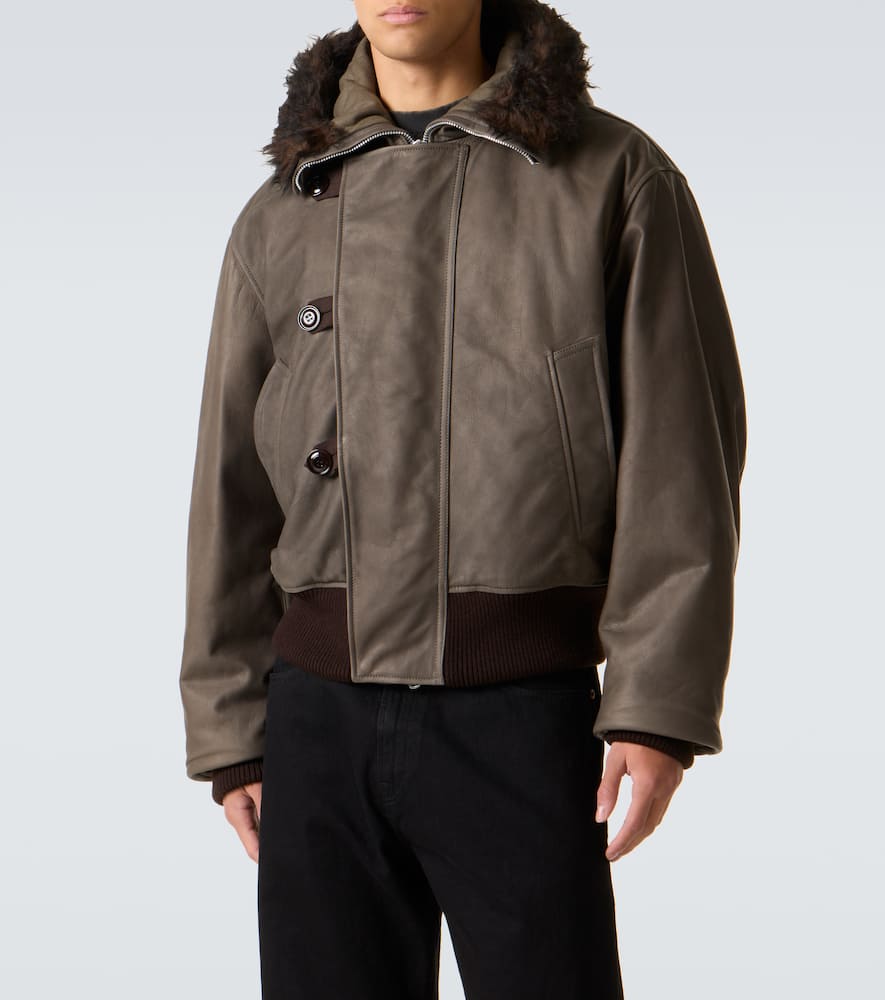 Compel shearling-trimmed leather jacket
