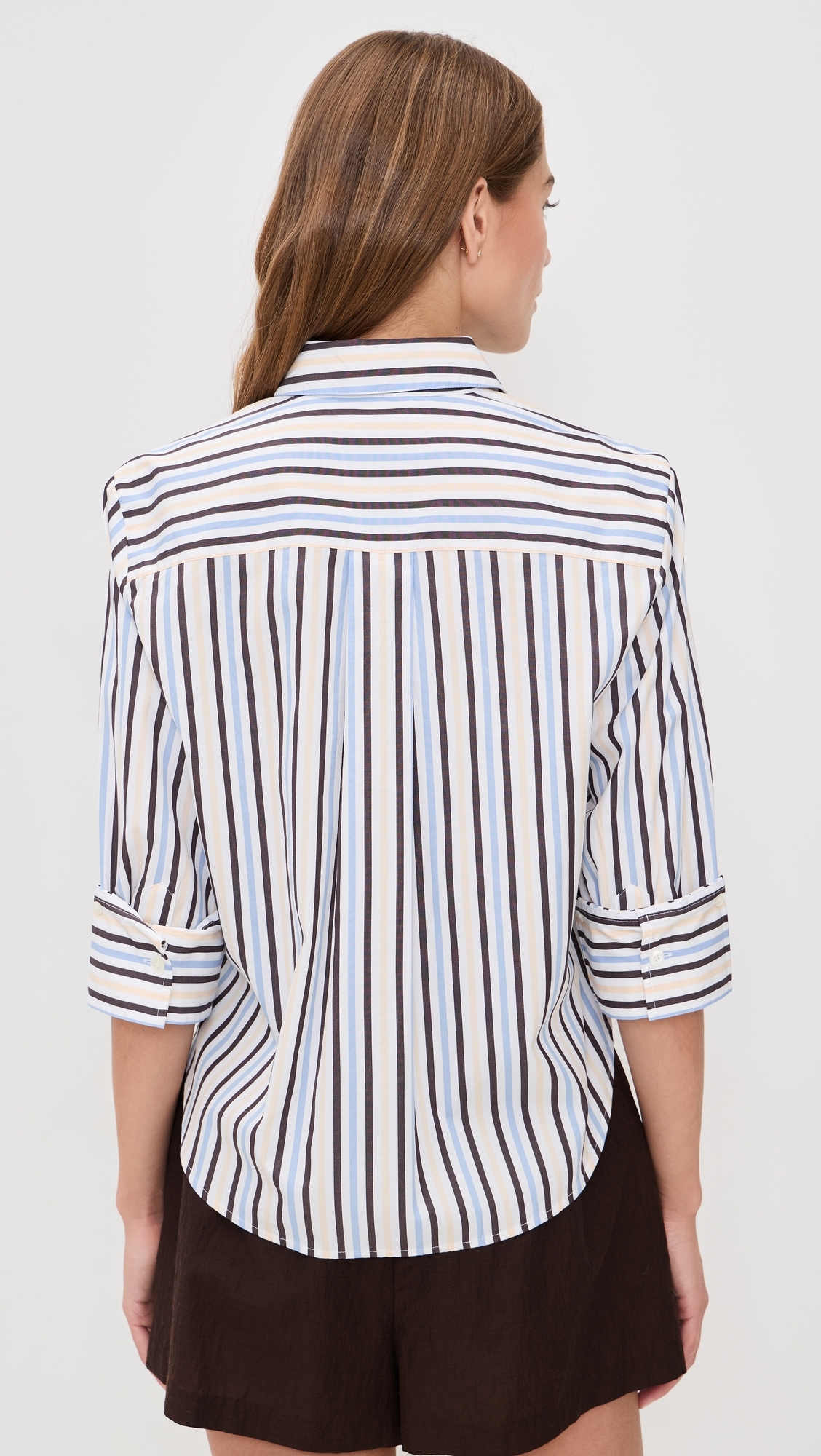 The Signature Y-Neck Shirt In Poplin Chocolate Plum