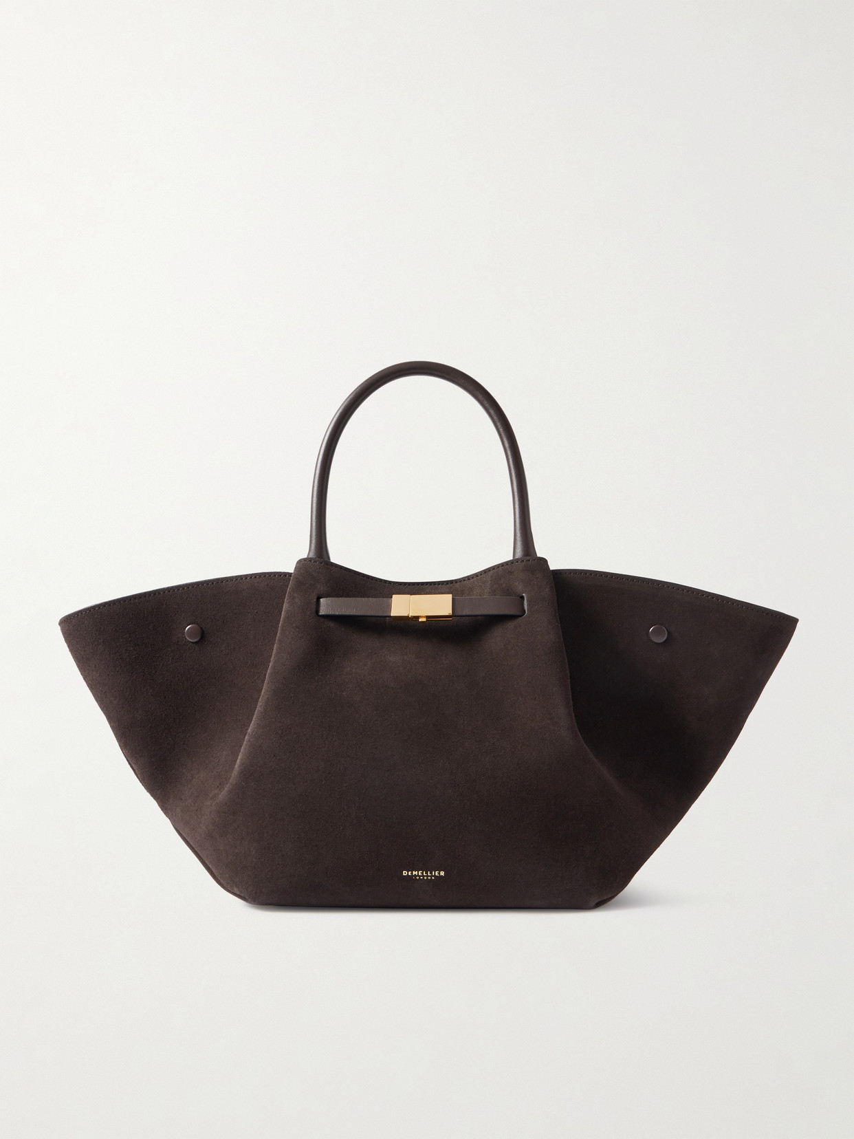 Midi New York Leather-trimmed Suede Tote - Chocolate