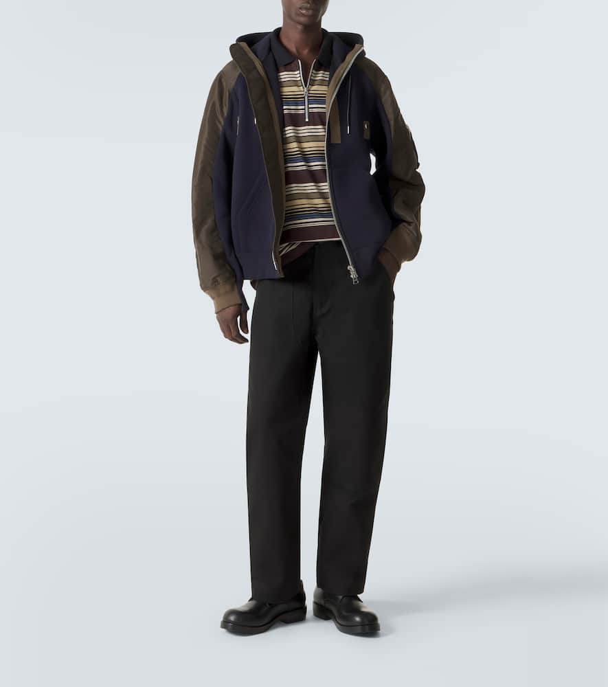 Striped cotton half-zip polo shirt