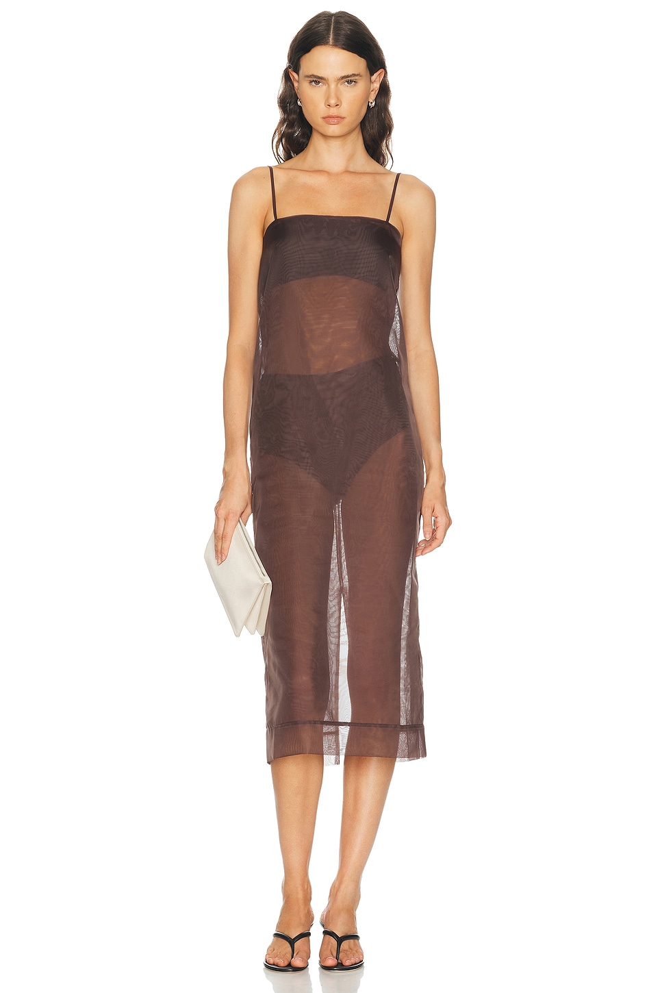 RENGGLI Organza Cami Dress in Chocolate Brown - Brown. 10 also , 2, 4