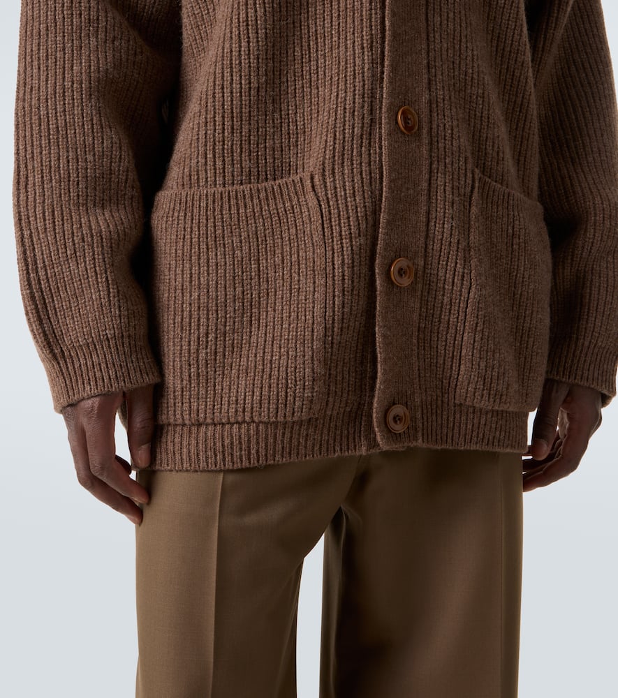 Oversized ribbed-knit wool cardigan