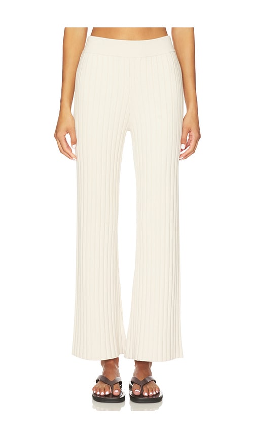 LUNYA Cozy Cotton Silk Ribbed Pant in Tan.  XL. Also in L, M