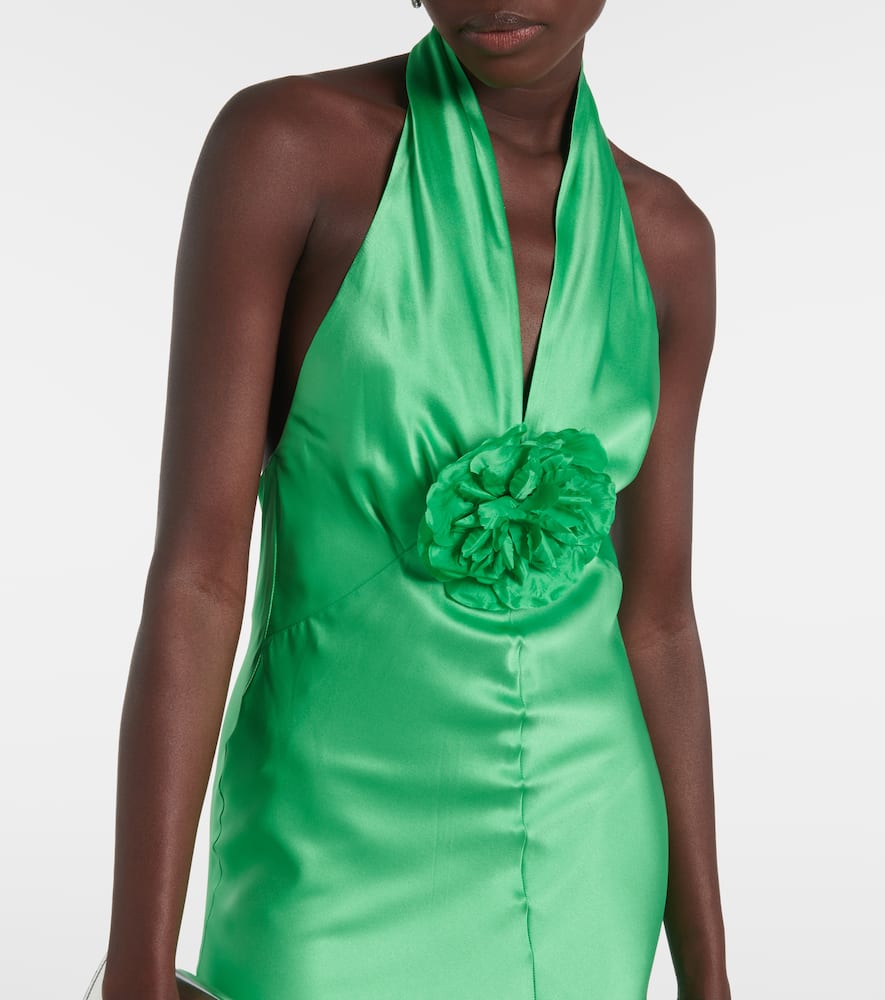 Rose halterneck silk gown