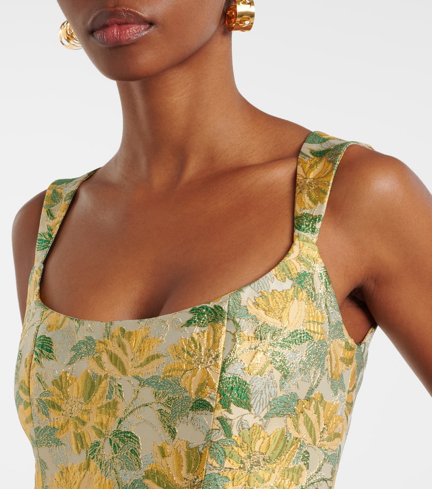 Floral lamé jacquard gown