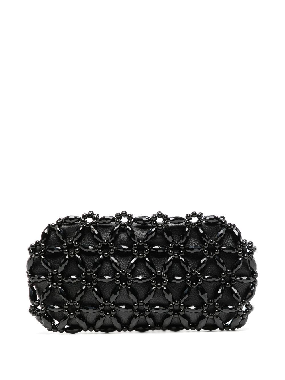 Faceted bead-embellished clutch bag - Black