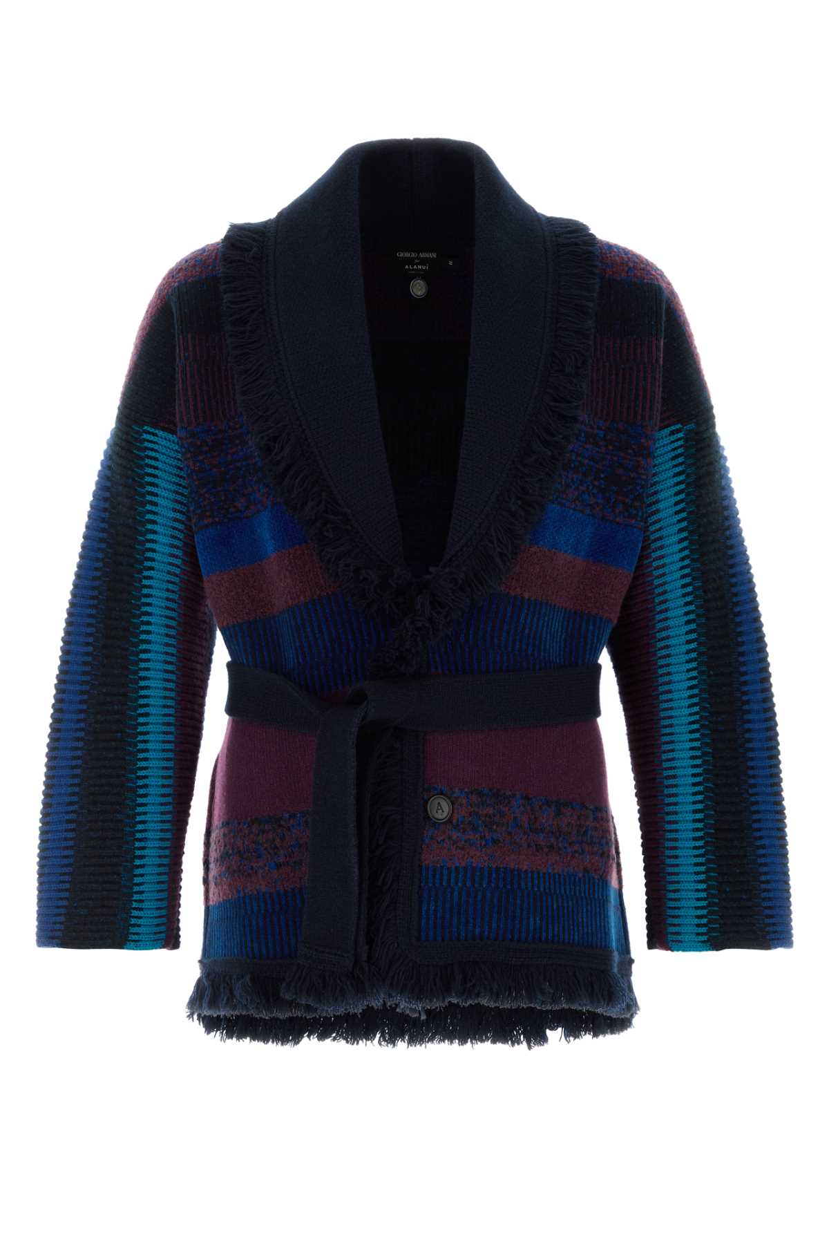 Embroidered Cashmere Blend Cardigan — Navy