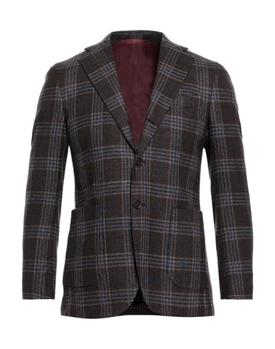 Man Blazer Dark brown Size 38 Virgin Wool, Linen, Silk, Cashmere