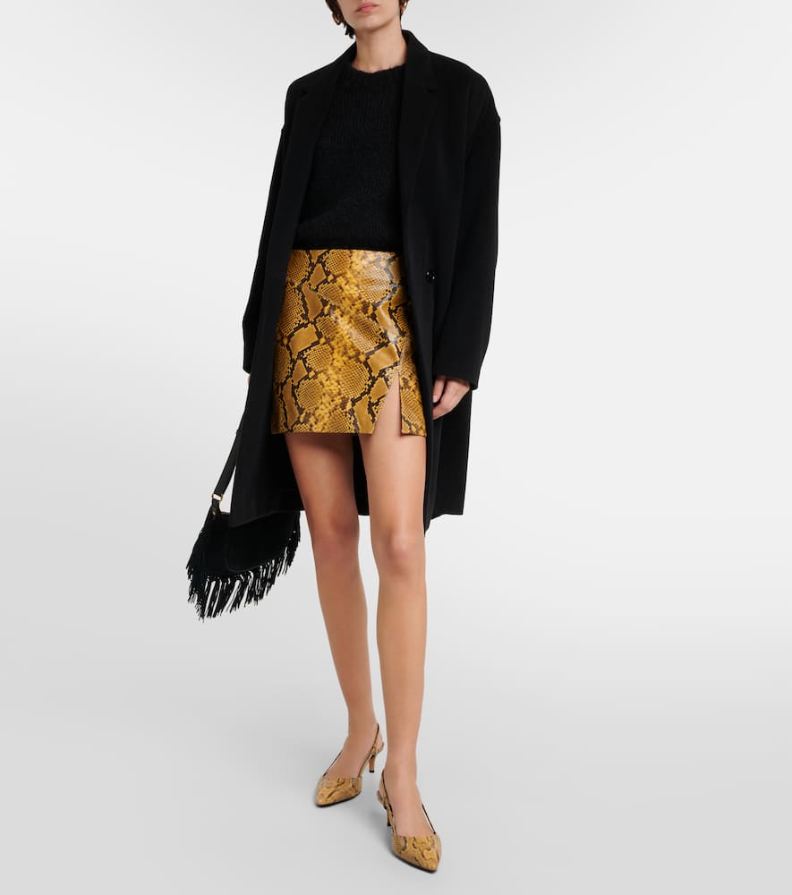 Blair snake-effect leather miniskirt
