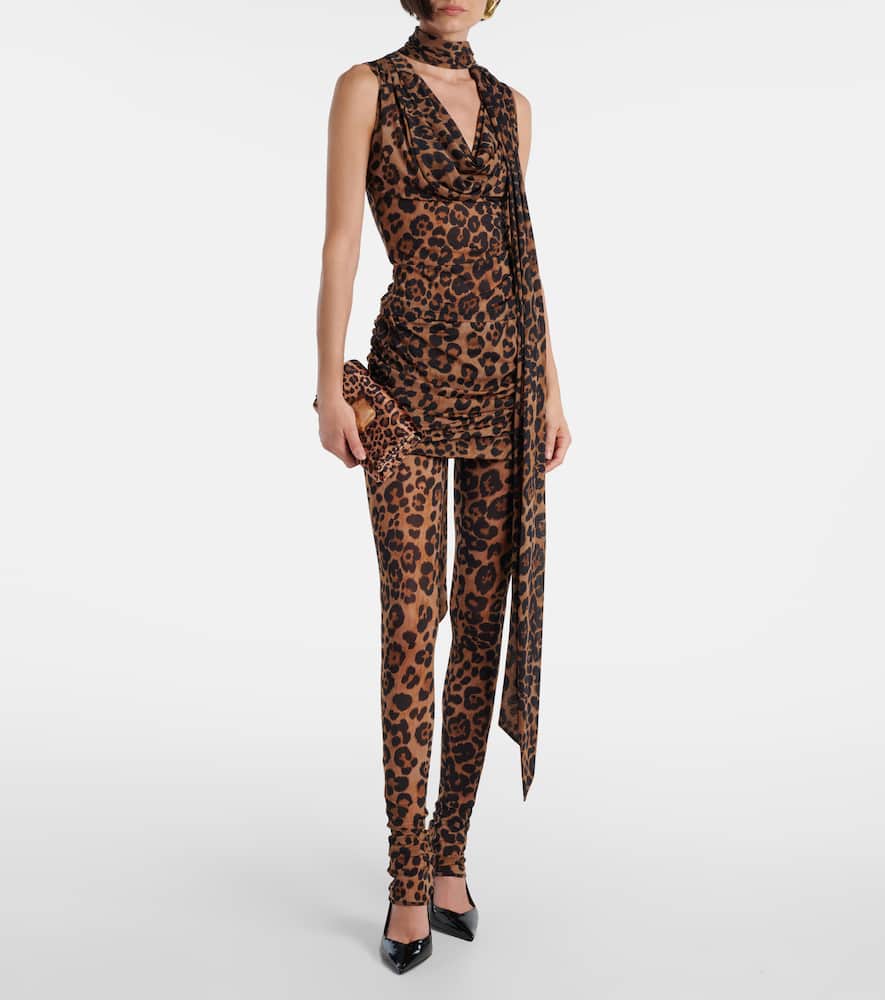 Leopard-printed jersey top