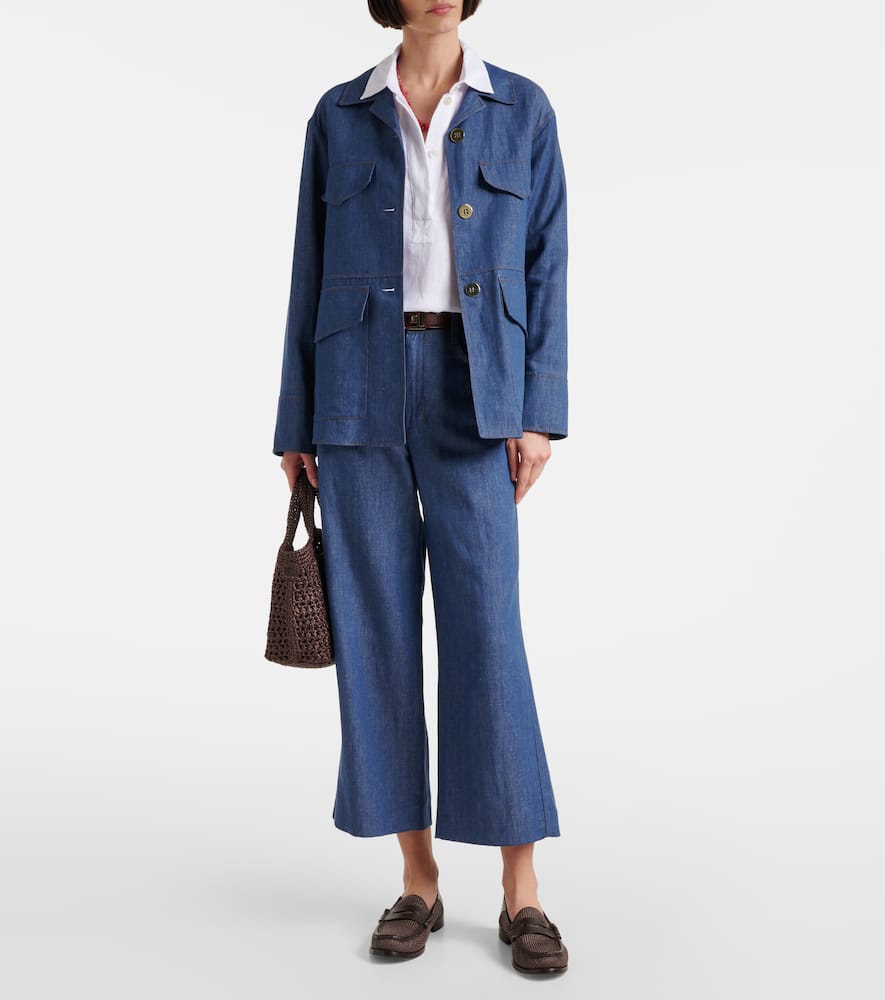 Dante cotton and linen twill wide-leg pants