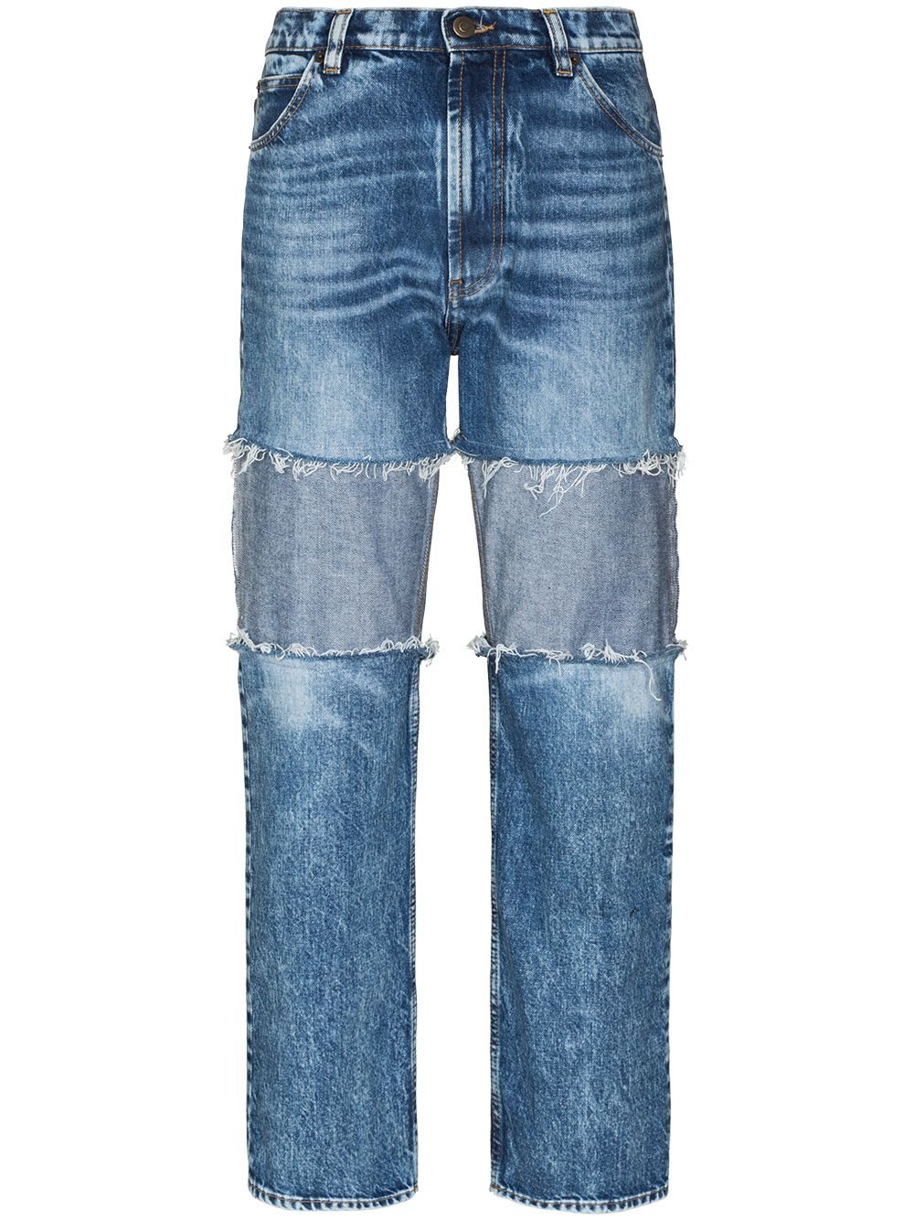 Reverse-panel high-rise boyfriend jeans - Blue