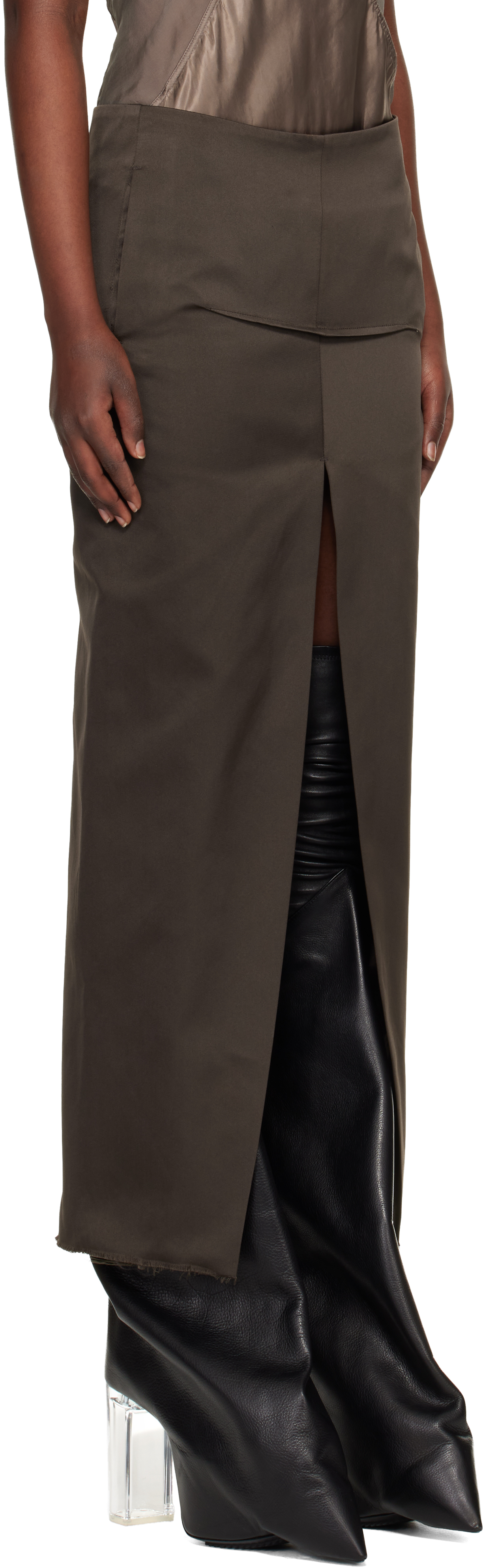 Gray Temple Sliced Midi Skirt