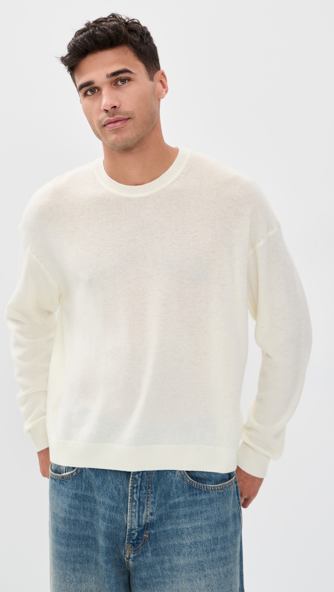 Lightweight Cashmere Blend Sweater Off White