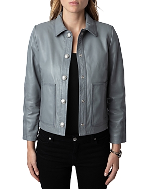 Litchi Cuir Lisse Leather Jacket