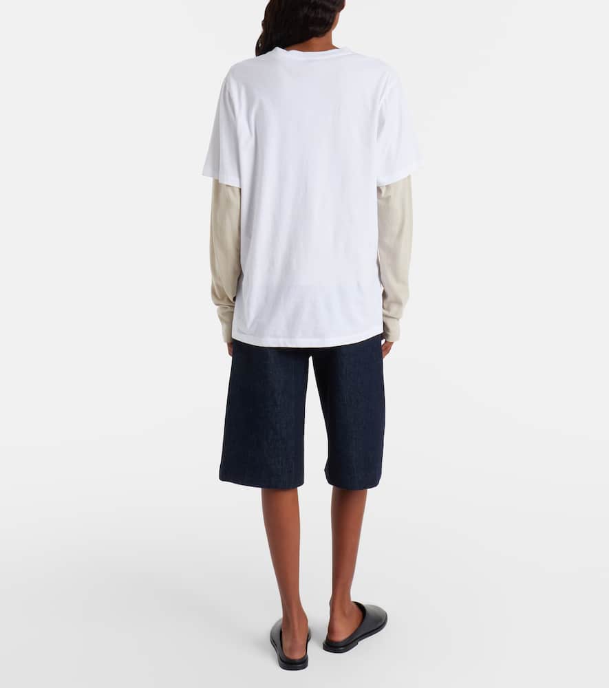 Tailored low-rise denim wide-leg shorts