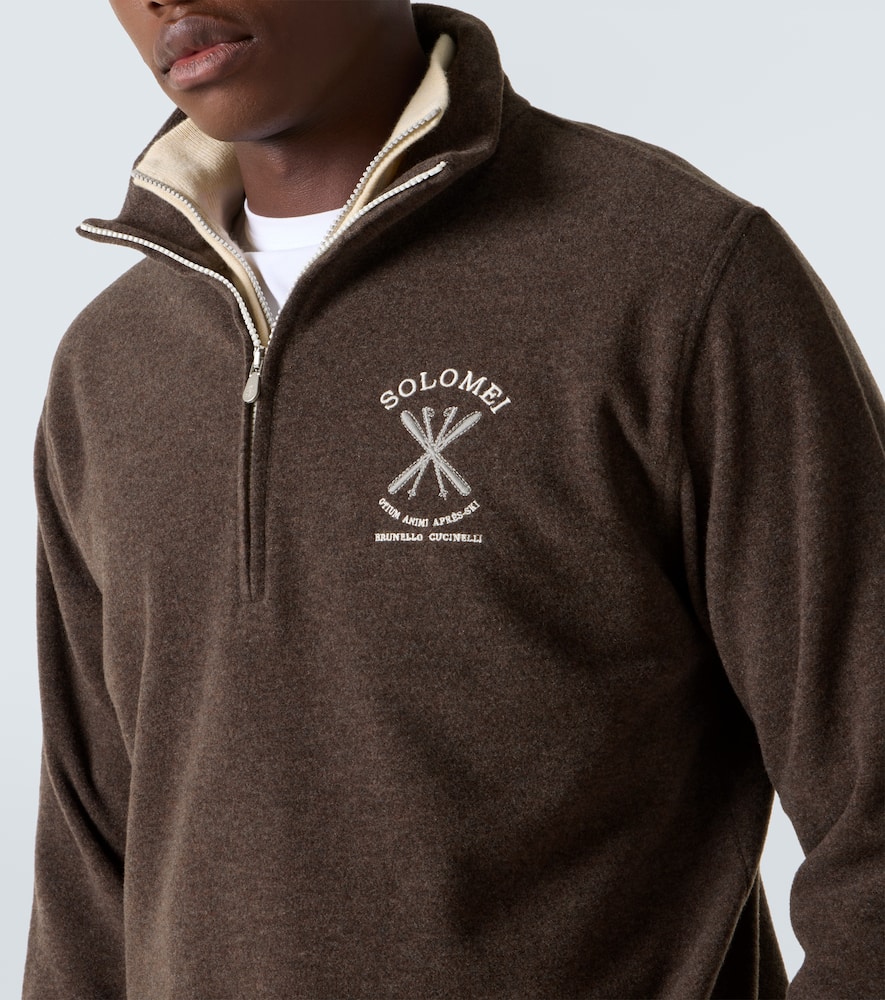 Cashmere and cotton-blend half-zip sweatshirt