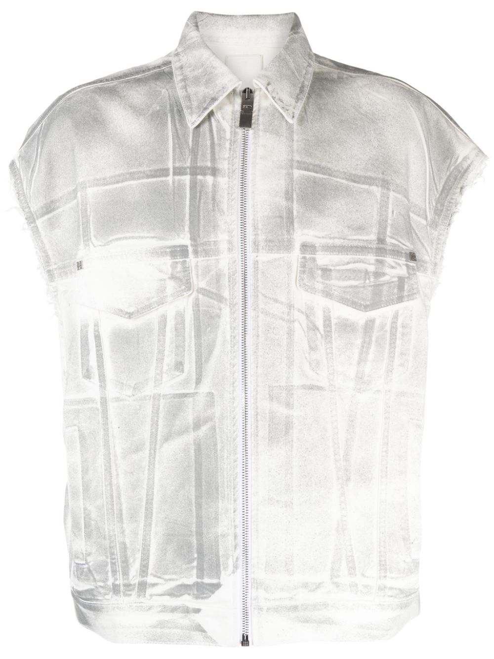 4G graffiti-print denim vest - Grey
