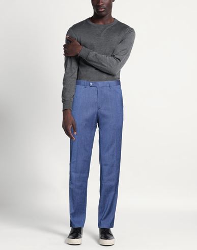 Man Pants Blue Size 27 Polyester, Linen, Viscose, Elastane