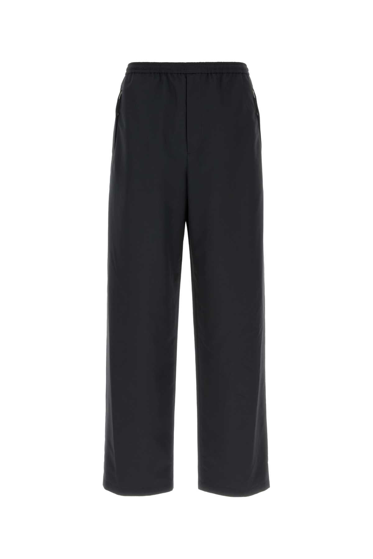 Tech Fabric Wide-Leg Trousers — Black
