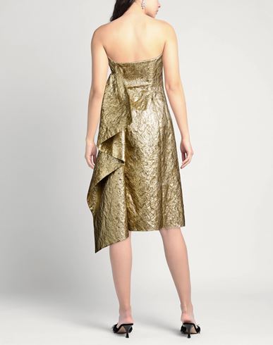 Woman Midi dress Gold Size 10 Metal, Polyester, Polyamide