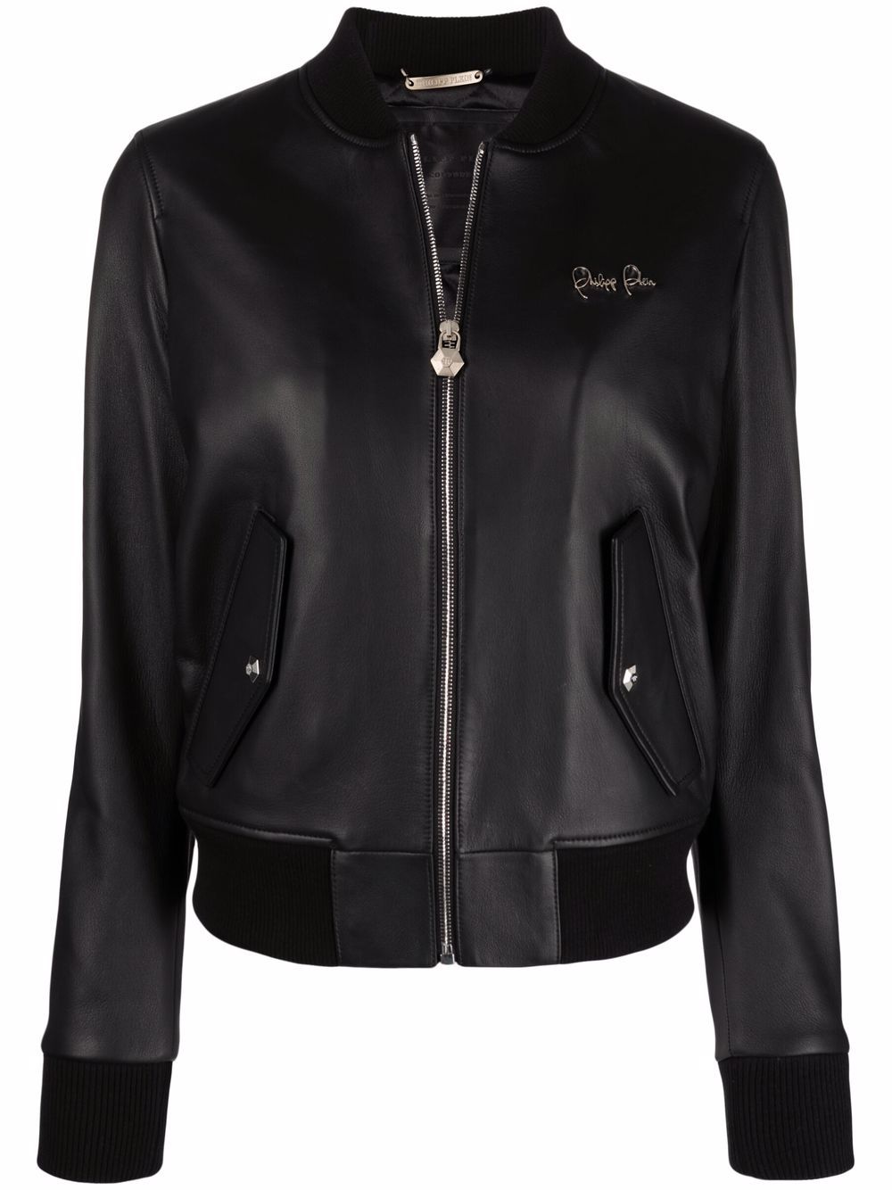 Leather bomber jacket - Black