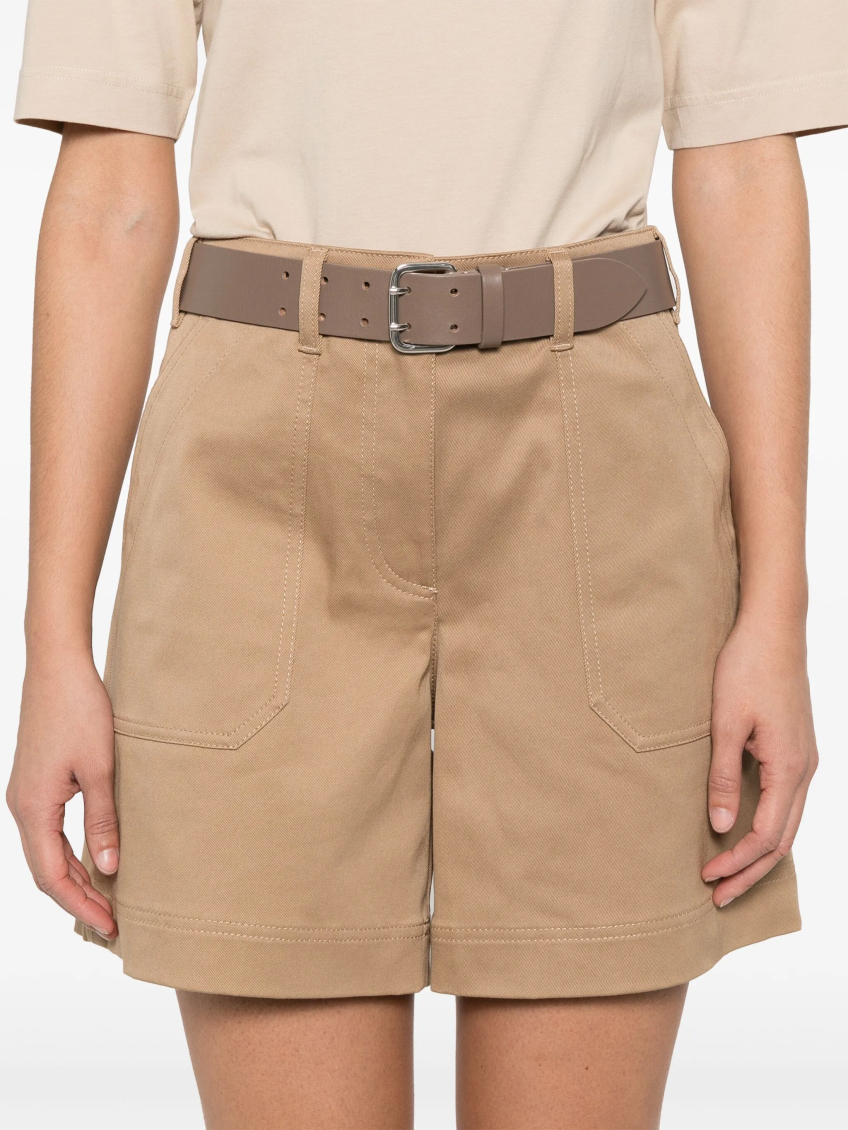 Beige Cotton Gabardine Shorts