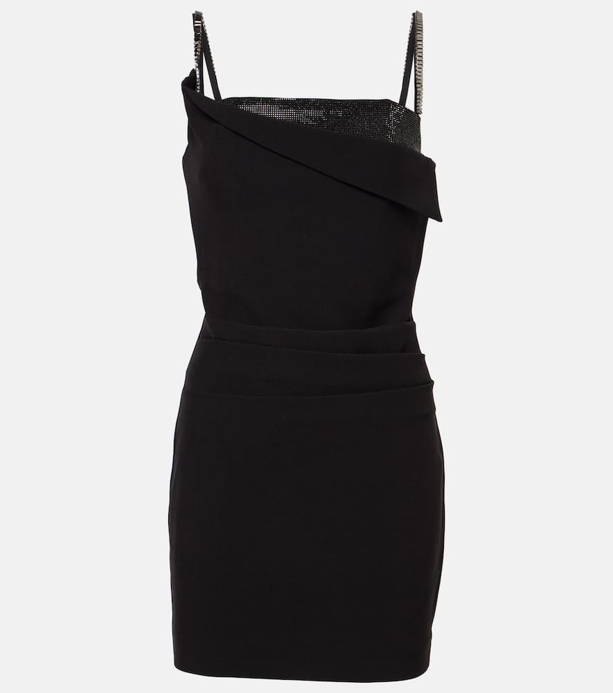 Crystal-embellished crêpe minidress