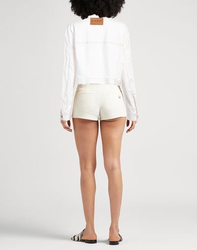 Marni Woman Denim outerwear White Size 2 Cotton, Elastane, Cow leather