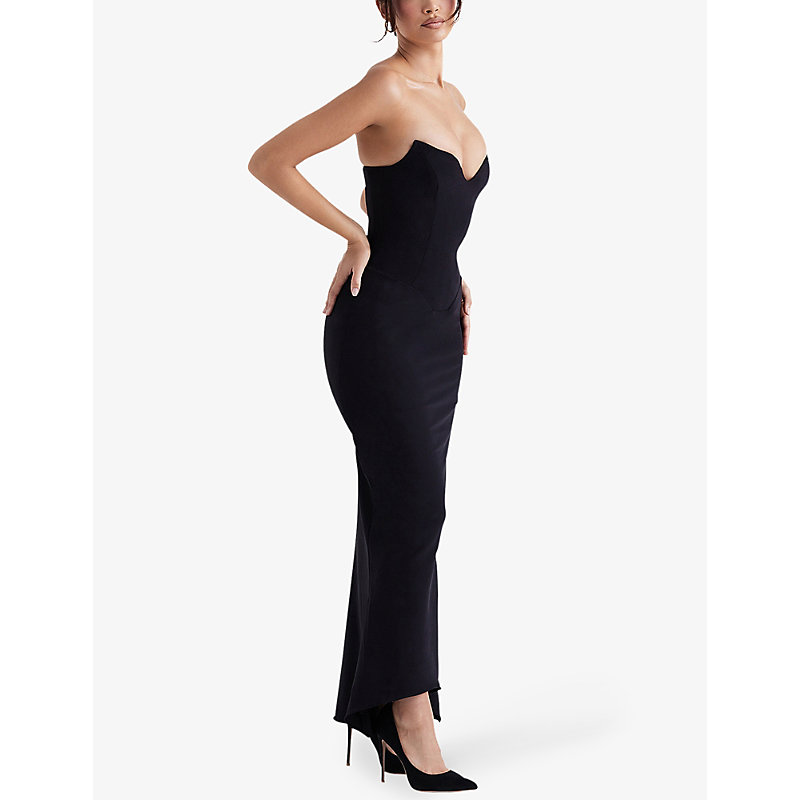 Womens Black Sabine Strapless Corset Stretch-woven Maxi Dress