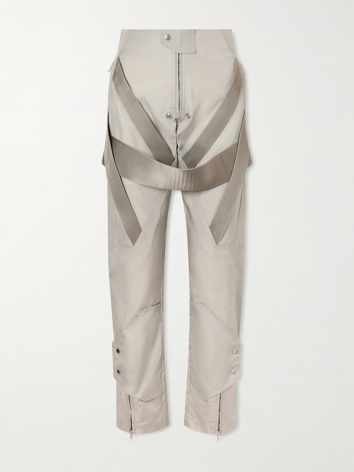 Megastrapped Motopants Belted Shell Straight-leg Pants - Gray