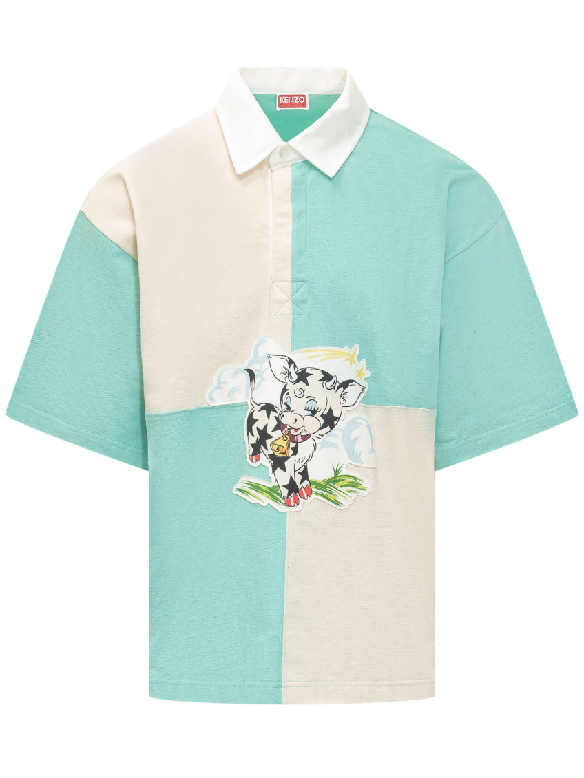 Multicolor Graphic Shirt Collar Polo