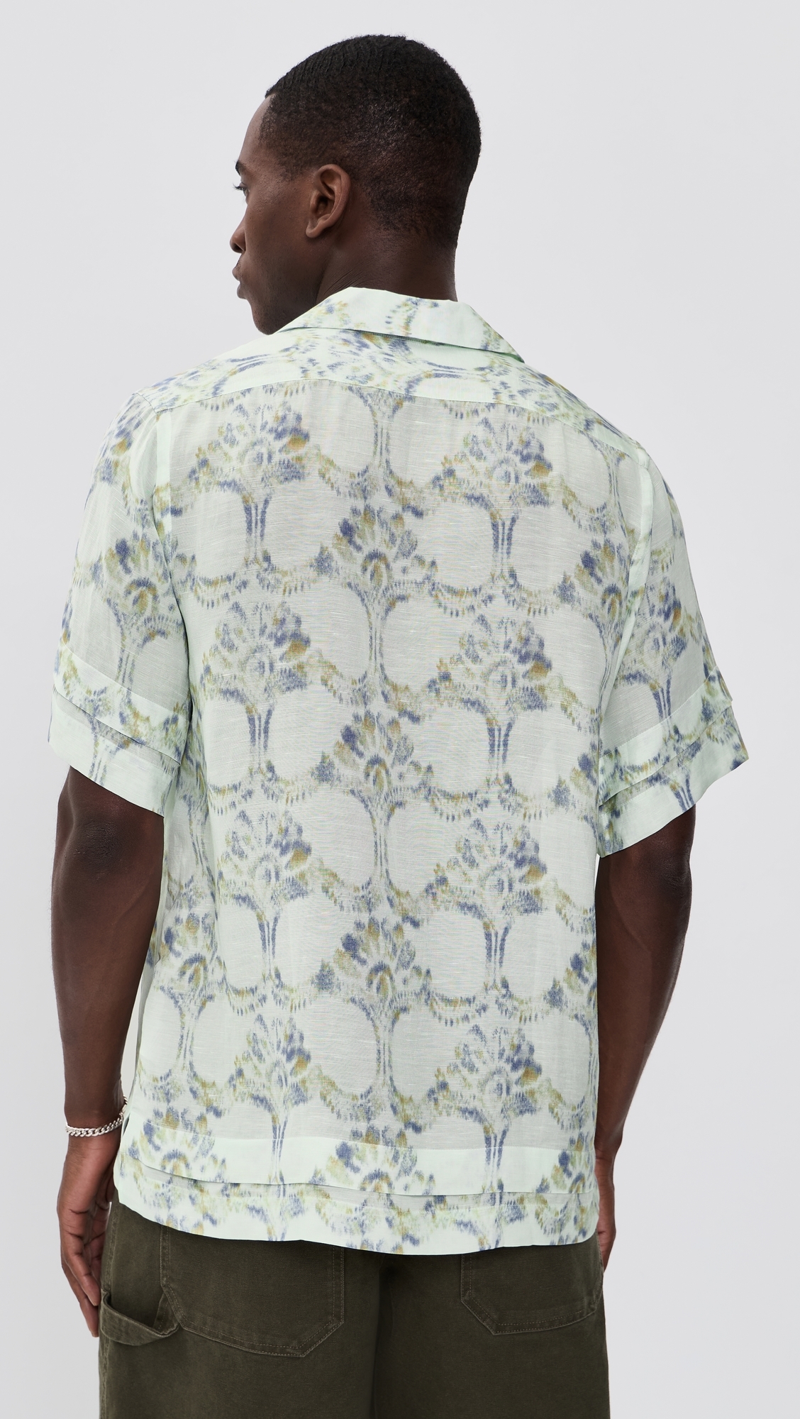Lotus Bowling Shirt Pale Teal/Olive/Lavender