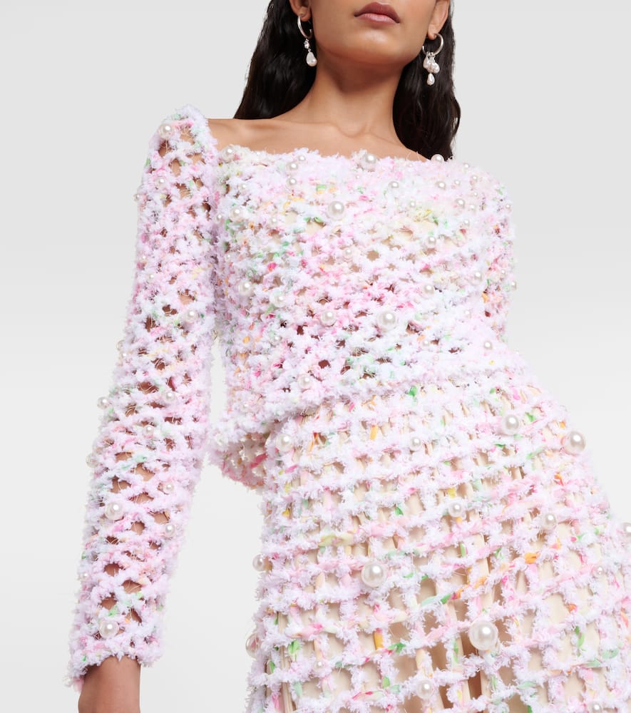 Susan Fang Beaded off-shoulder crochet top