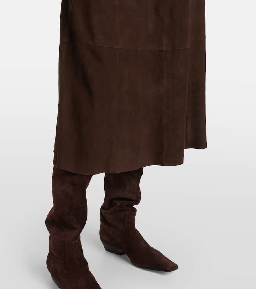 Suede midi skirt
